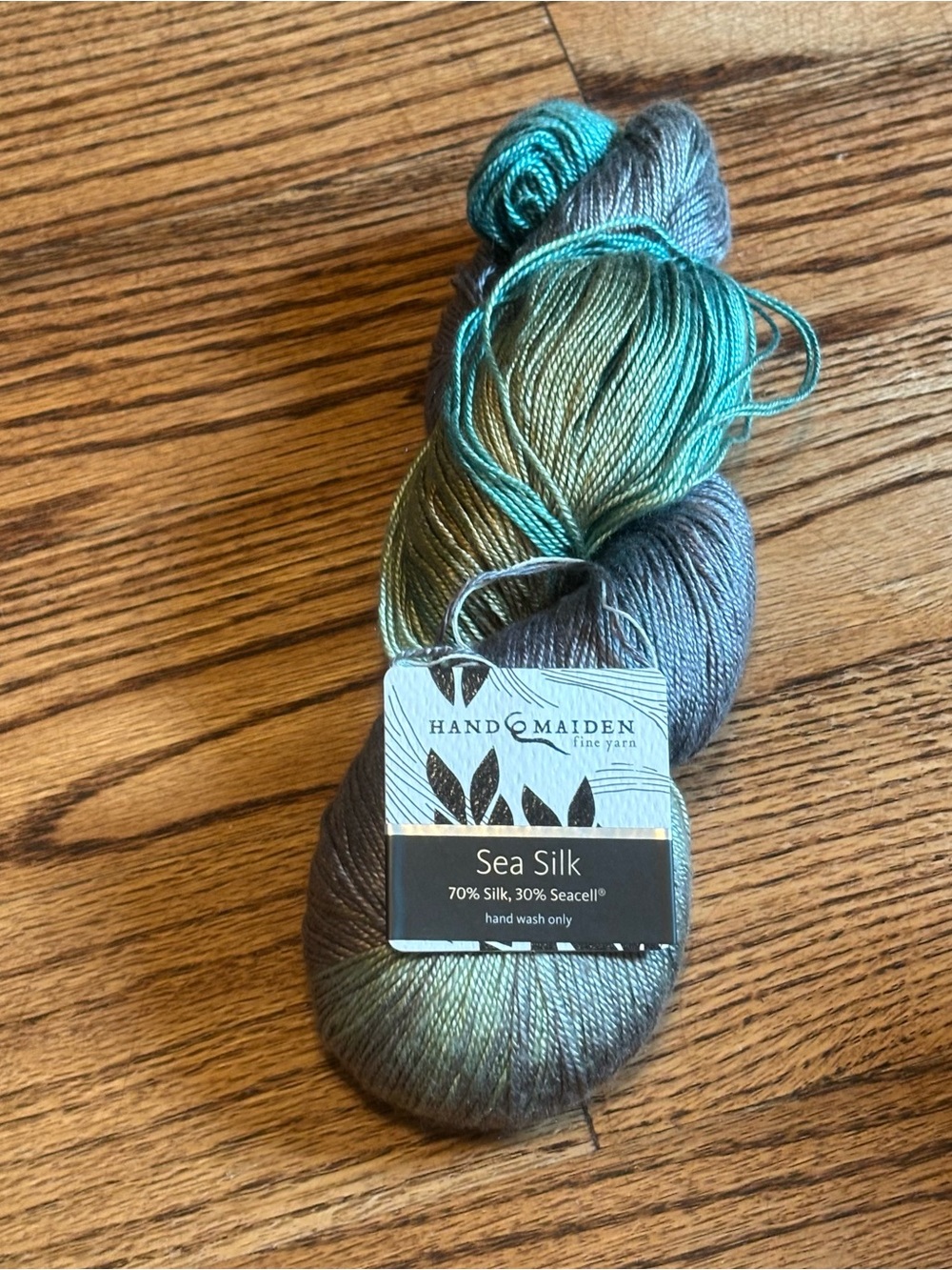 Hand Maiden Yarn Sea Silk 70% Silk 30% Seacell Torngat Green Fingering Knitting